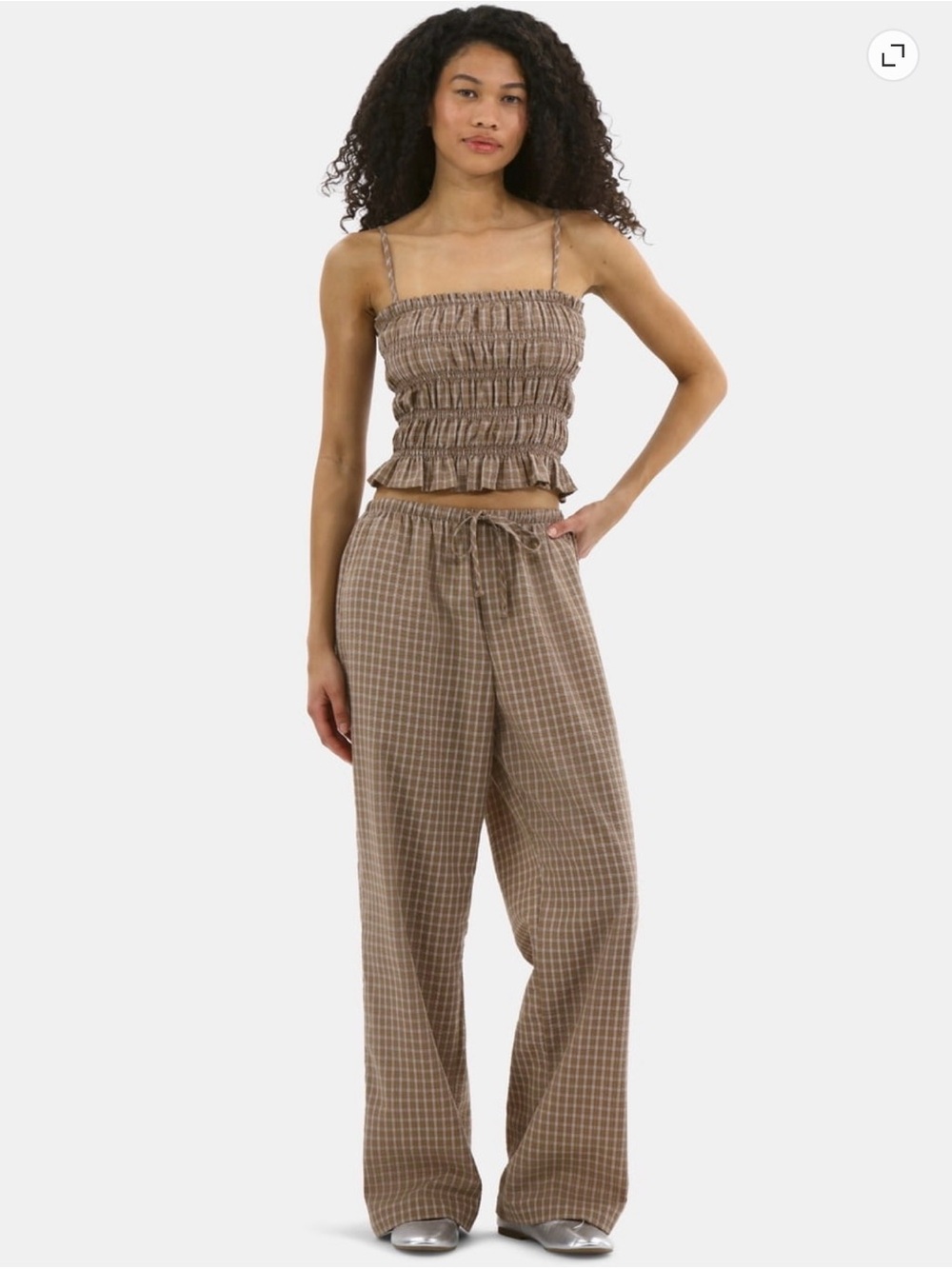 NWT Plaid Seersucker Smocked tank and pants set